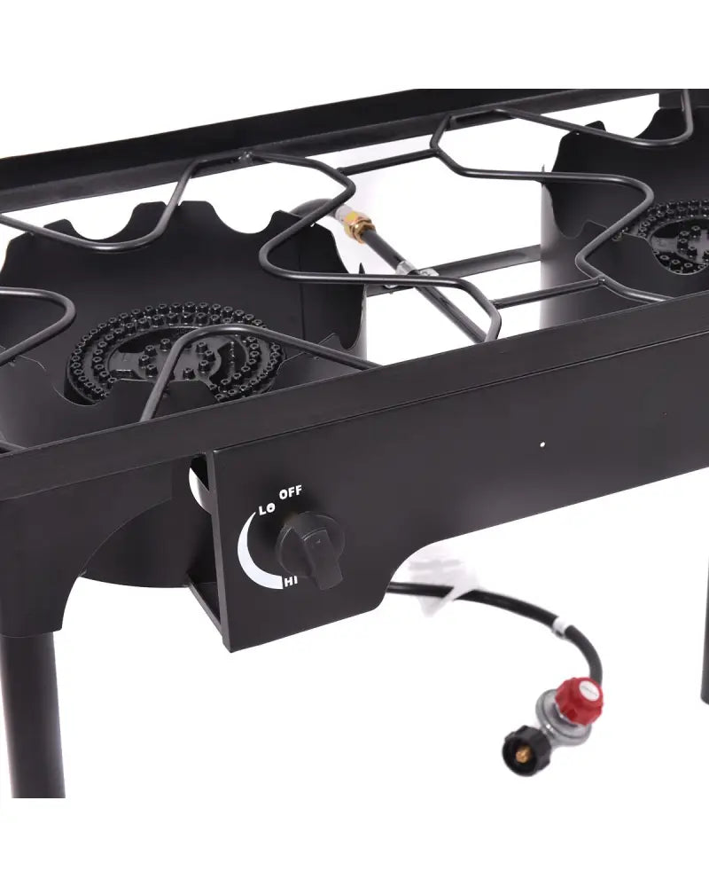 150 000 BTU Double Burner Outdoor Stove BBQ Grill - Black - Outdoor Grills