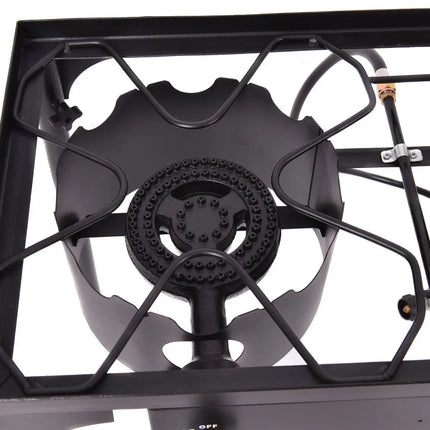 150 000 BTU Double Burner Outdoor Stove BBQ Grill - Black - Outdoor Grills