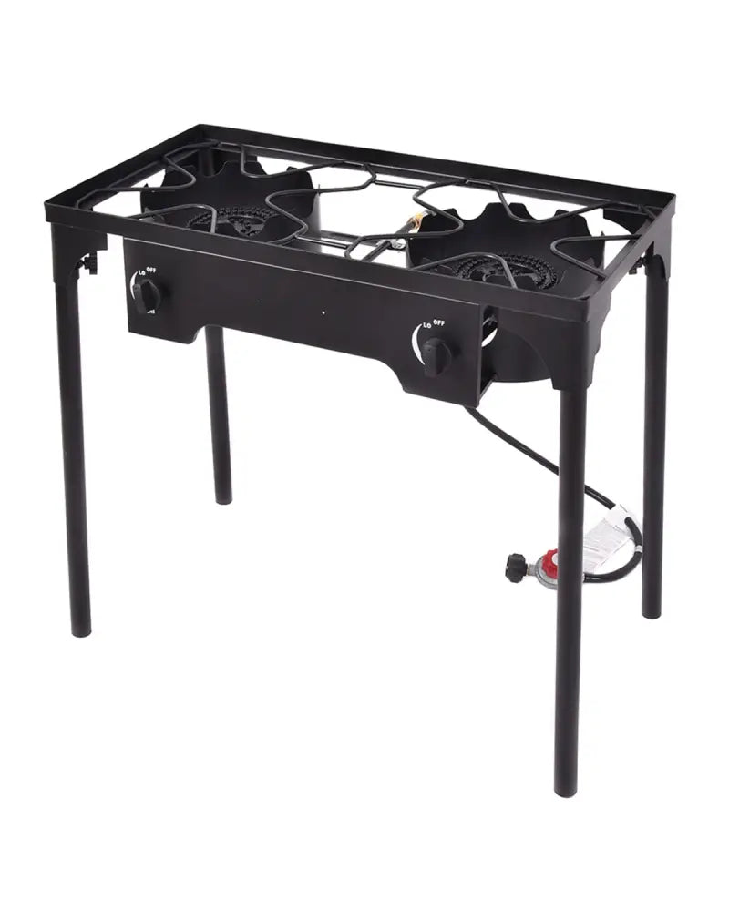 150 000 BTU Double Burner Outdoor Stove BBQ Grill - Black - Outdoor Grills