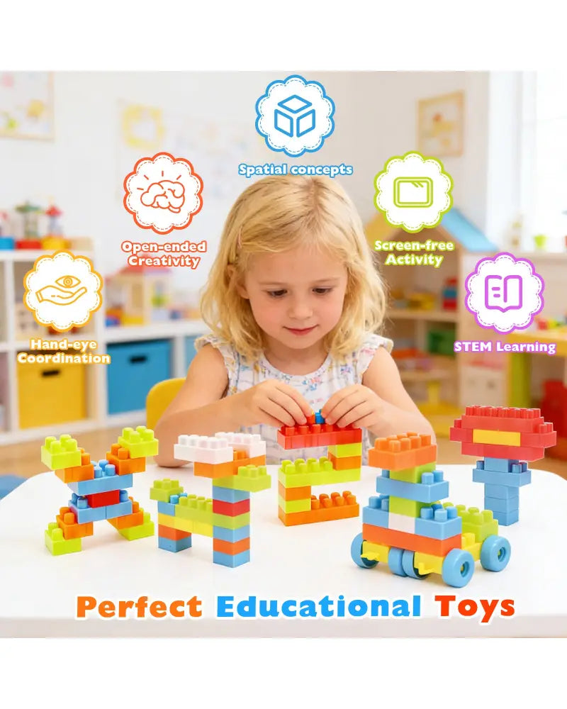150 Pcs Toddler Building Blocks Toy STEM Montessori Early Learning Toys for 3+ year old - Learning Toys