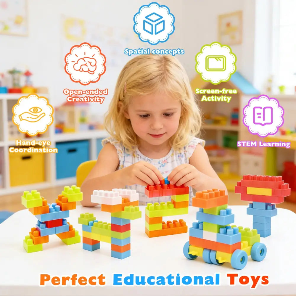 150 Pcs Toddler Building Blocks Toy STEM Montessori Early Learning Toys for 3+ year old - Learning Toys
