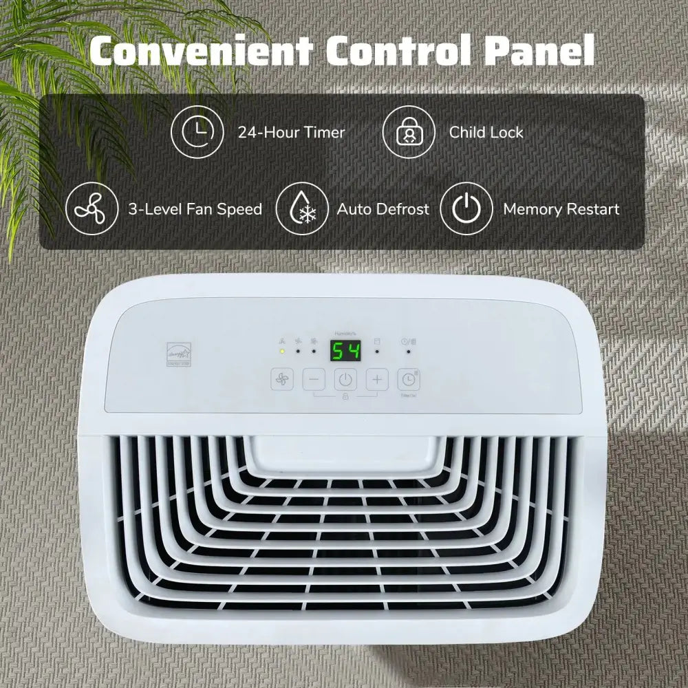 150 Pints Dehumidifier with 24H Timer and LED Display-White Costway