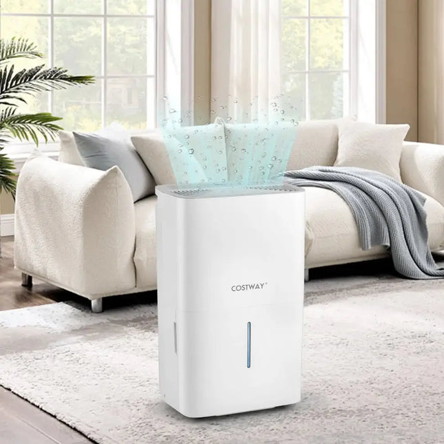 150 Pints Dehumidifier with 24H Timer and LED Display-White Costway
