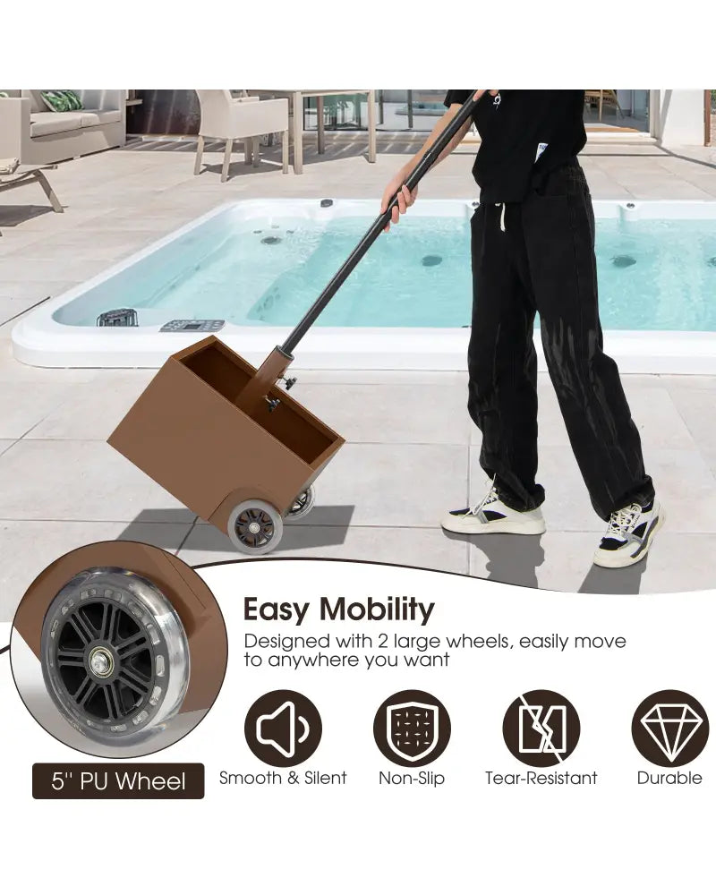 150 Pounds Patio Umbrella Base Stand Wheels Planter Outdoor-Coffee - Coffee - Outdoor Umbrella Bases