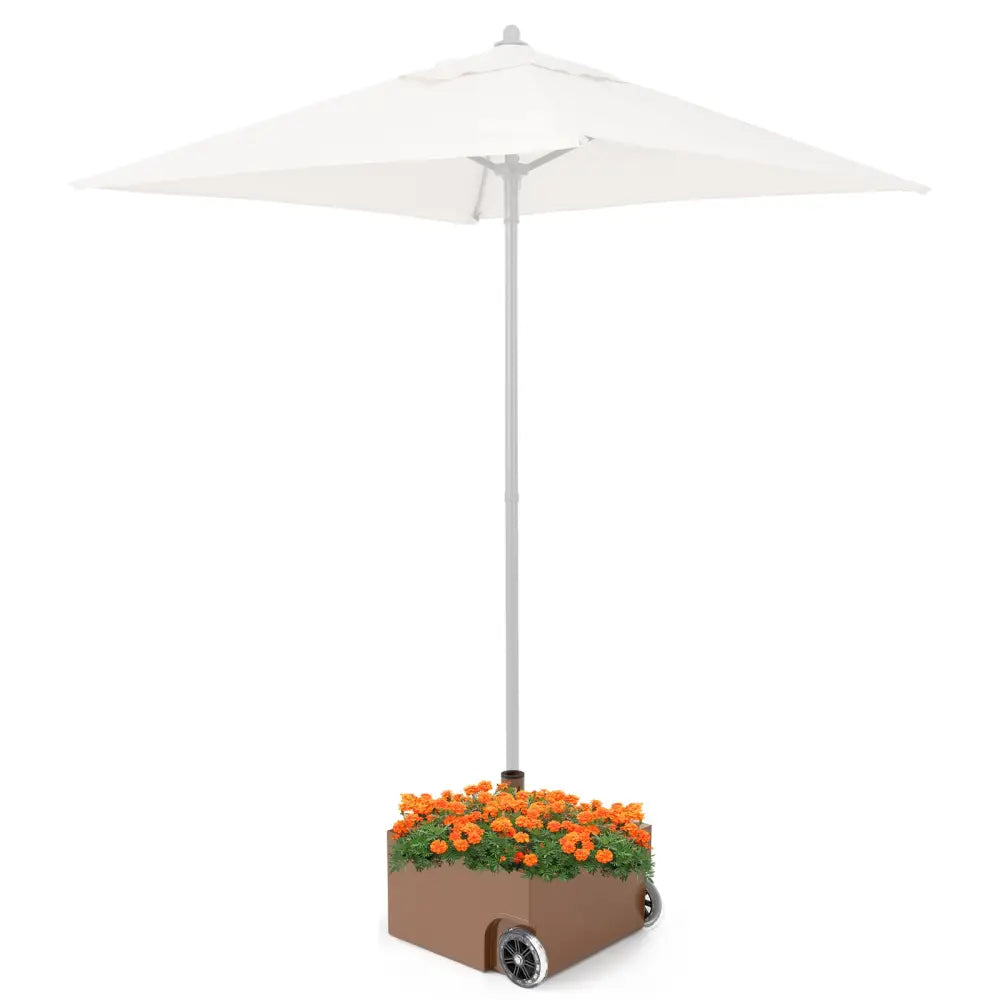 150 Pounds Patio Umbrella Base Stand Wheels Planter Outdoor-Coffee - Coffee - Outdoor Umbrella Bases