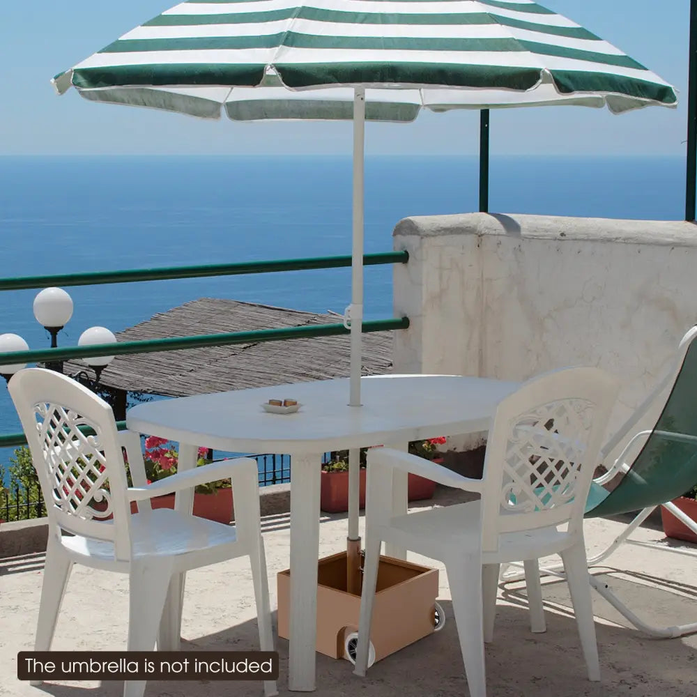 150 Pounds Patio Umbrella Base Stand Wheels Planter Outdoor-Coffee - Coffee - Outdoor Umbrella Bases