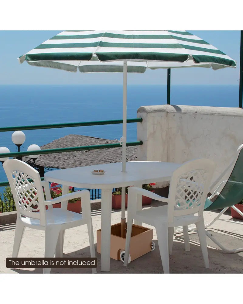 150 Pounds Patio Umbrella Base Stand Wheels Planter Outdoor-Coffee - Coffee - Outdoor Umbrella Bases