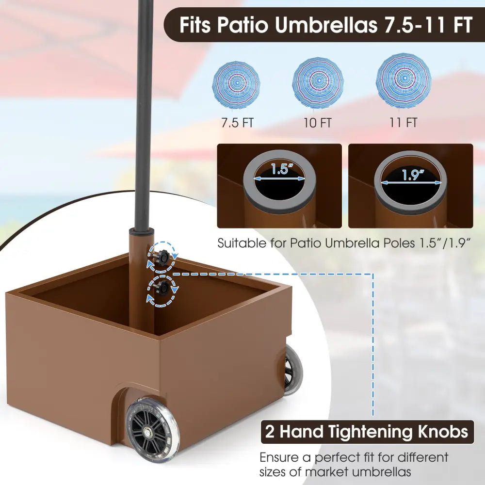 150 Pounds Patio Umbrella Base Stand Wheels Planter Outdoor-Coffee - Coffee - Outdoor Umbrella Bases