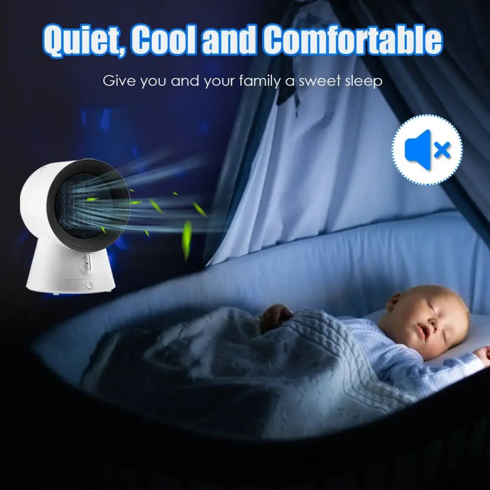 1500 W 2 in 1 Mini Portable Space Ceramic Heater Cooling Fan with Overheat Protection - White - Oasis Home Essentials