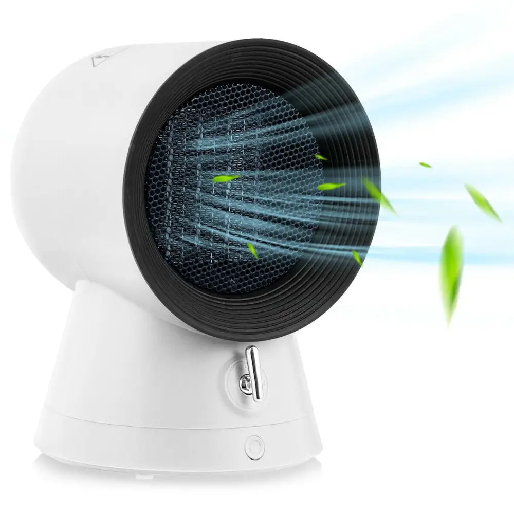 1500 W 2 in 1 Mini Portable Space Ceramic Heater Cooling Fan with Overheat Protection - White - Oasis Home Essentials