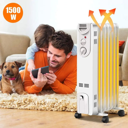1500 W Electric Portable Oil Filled Radiator Space Heater with 3 Heat Settings - Space Heaters