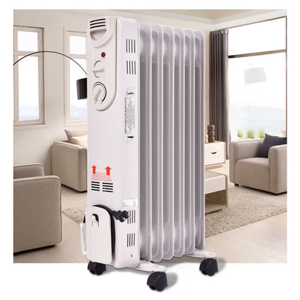 1500 W Electric Portable Oil Filled Radiator Space Heater with 3 Heat Settings - Space Heaters