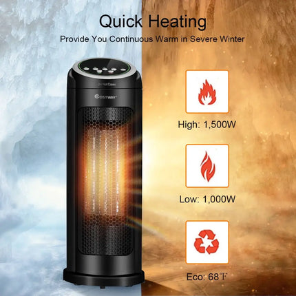 1500 W LED Portable Oscillating PTC Ceramic Space Heater - Black - Space Heaters