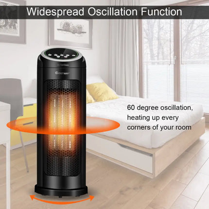 1500 W LED Portable Oscillating PTC Ceramic Space Heater - Black - Space Heaters