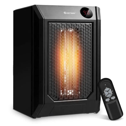 1500 W Remote Control Portable Electric Digital Quartz Space Heater - Black - Space Heaters