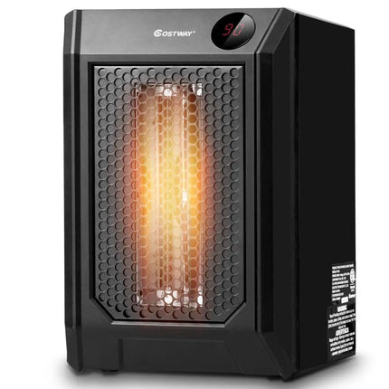 1500 W Remote Control Portable Electric Digital Quartz Space Heater - Black - Space Heaters