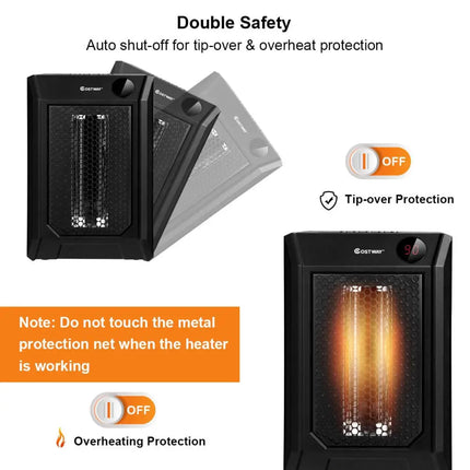 1500 W Remote Control Portable Electric Digital Quartz Space Heater - Black - Space Heaters