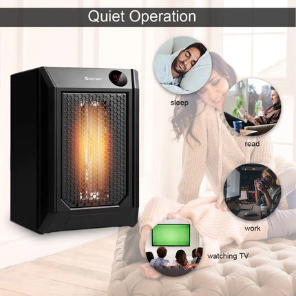 1500 W Remote Control Portable Electric Digital Quartz Space Heater - Black - Space Heaters