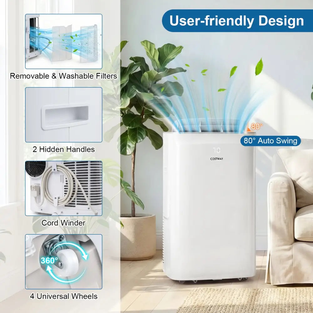 15000 BTU Inverter Portable Air Conditioner Smart Wifi Enabled Cooling and Heating Unit-White - White - Portable Air