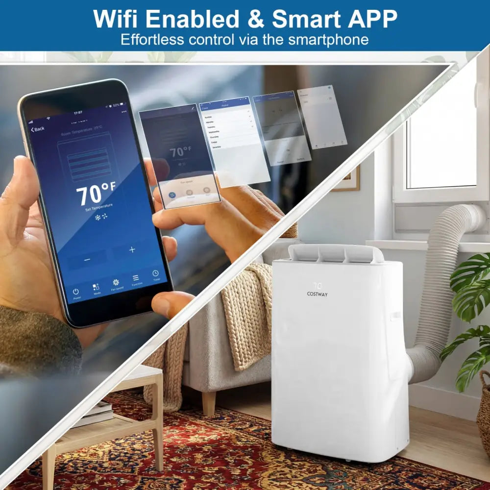 15000 BTU Inverter Portable Air Conditioner Smart Wifi Enabled Cooling and Heating Unit-White - White - Portable Air