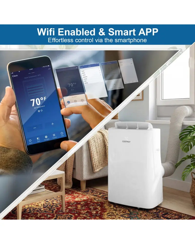 15000 BTU Inverter Portable Air Conditioner Smart Wifi Enabled Cooling and Heating Unit-White - White - Portable Air