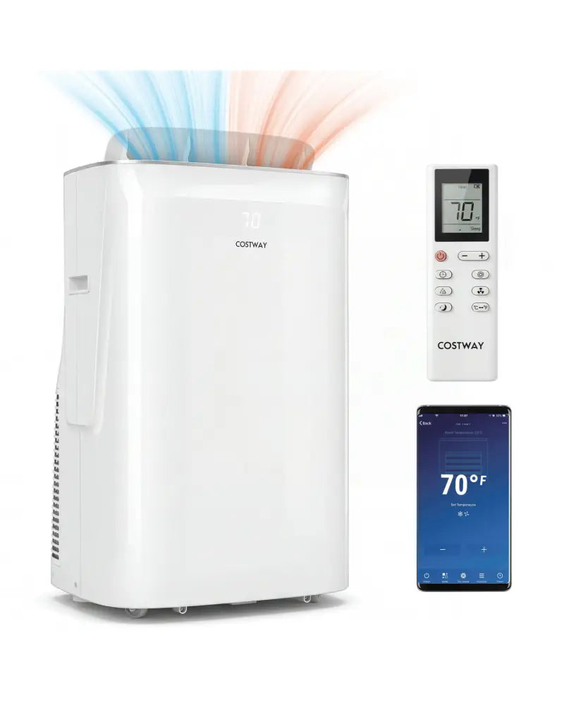 15000 BTU Inverter Portable Air Conditioner Smart Wifi Enabled Cooling and Heating Unit-White - White - Portable Air