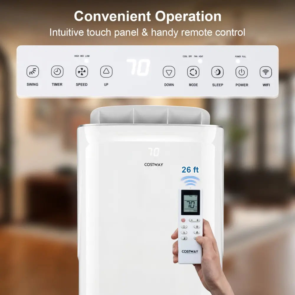 15000 BTU Inverter Portable Air Conditioner Smart Wifi Enabled Cooling and Heating Unit-White - White - Portable Air