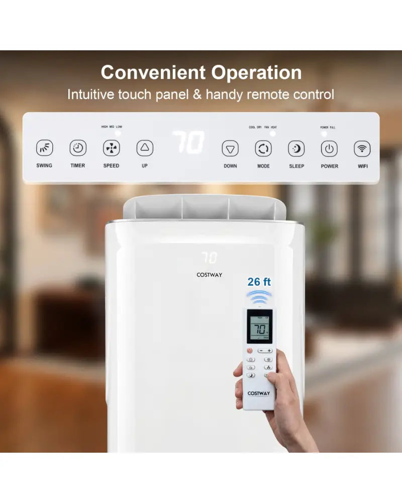 15000 BTU Inverter Portable Air Conditioner Smart Wifi Enabled Cooling and Heating Unit-White - White - Portable Air