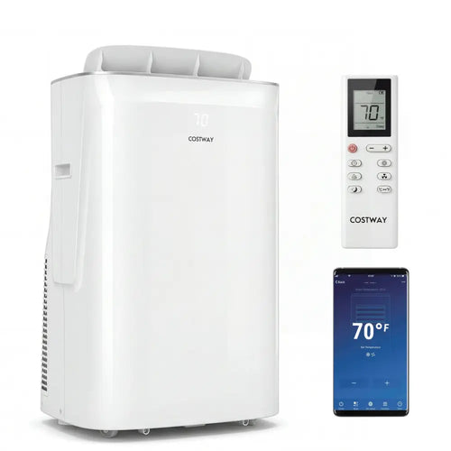 15000 BTU Inverter Portable Air Conditioner Smart Wifi Enabled Cooling and Heating Unit-White - White - Portable Air