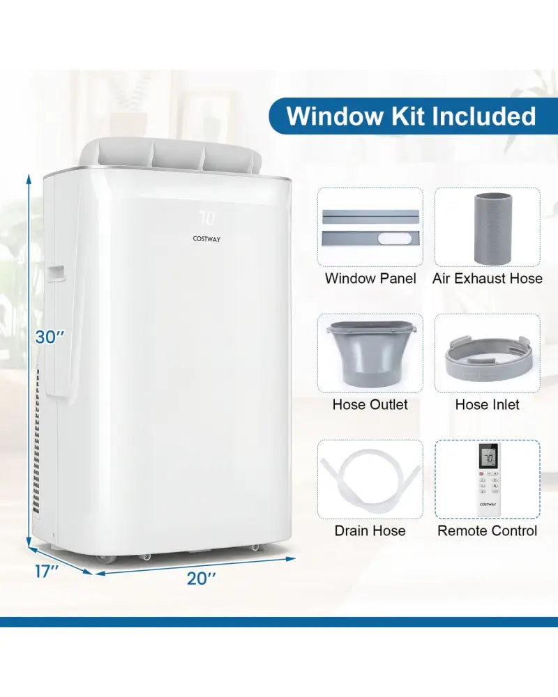 15000 BTU Inverter Portable Air Conditioner Smart Wifi Enabled Cooling and Heating Unit-White - White - Portable Air