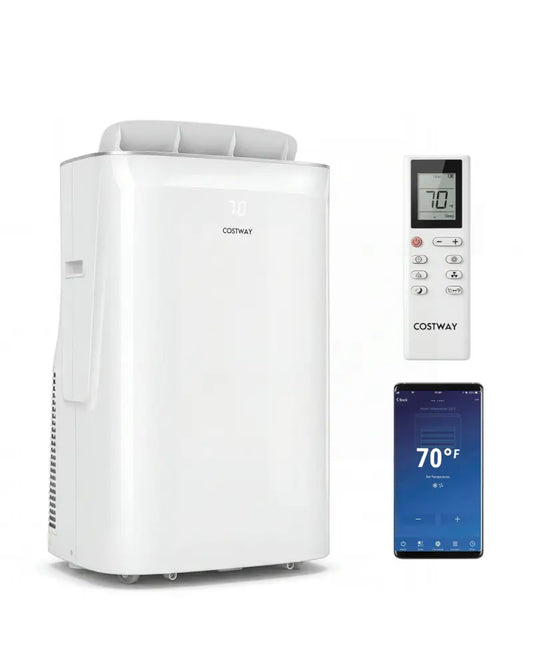 15000 BTU Inverter Portable Air Conditioner Smart Wifi Enabled Cooling and Heating Unit-White - White - Portable Air