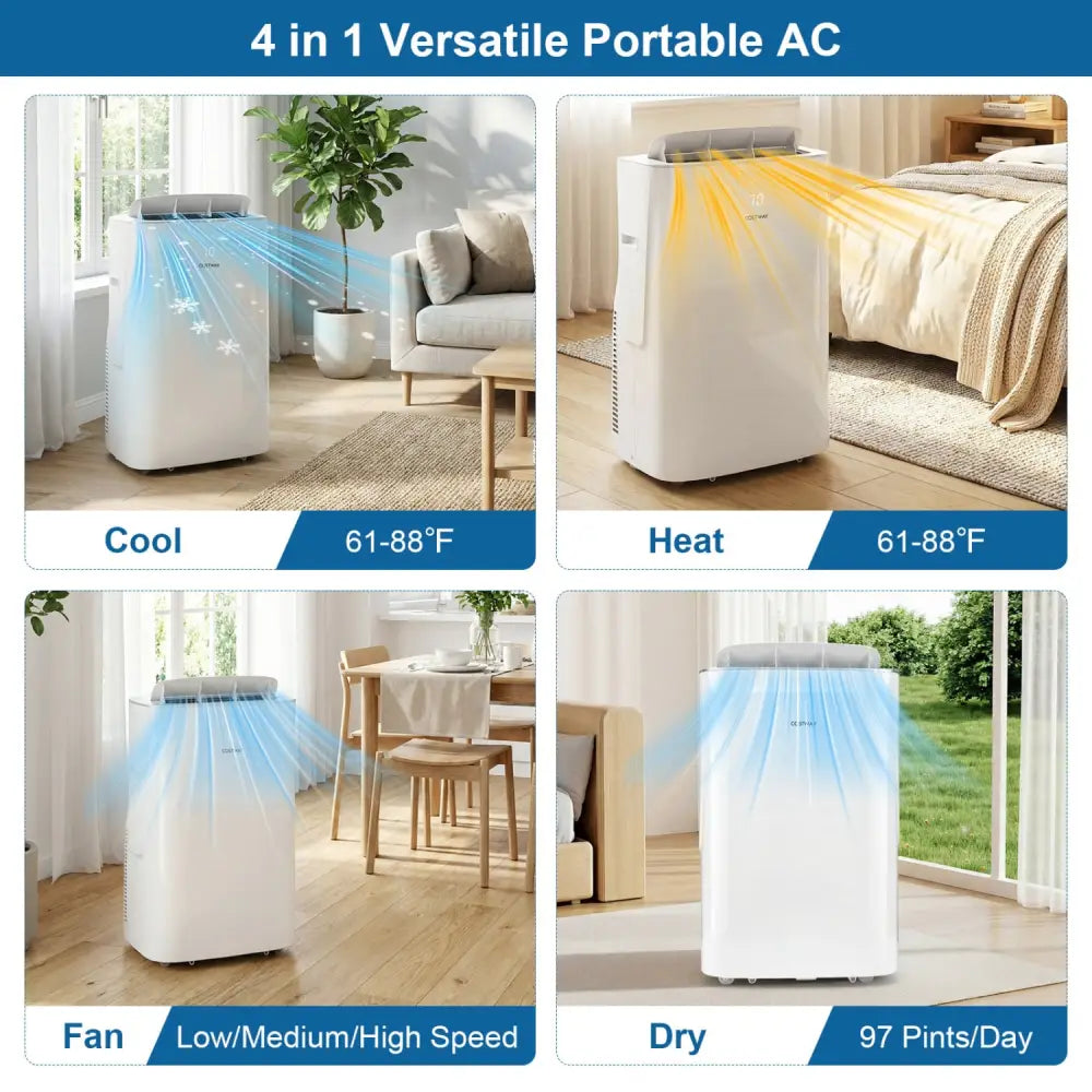 15000 BTU Inverter Portable Air Conditioner Smart Wifi Enabled Cooling and Heating Unit-White - White - Portable Air