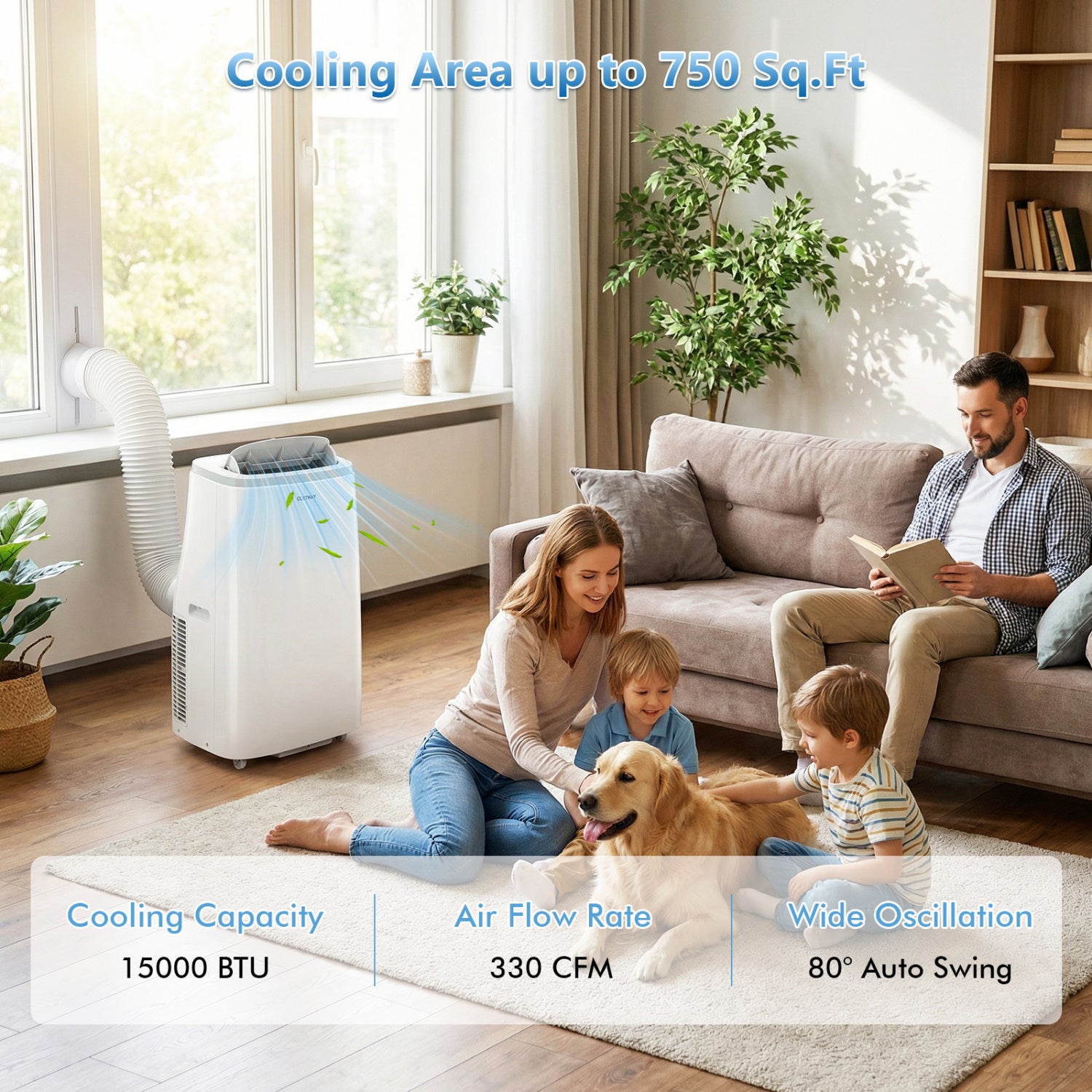 15000 BTU Portable Air Conditioner with APP Control and Fan-White