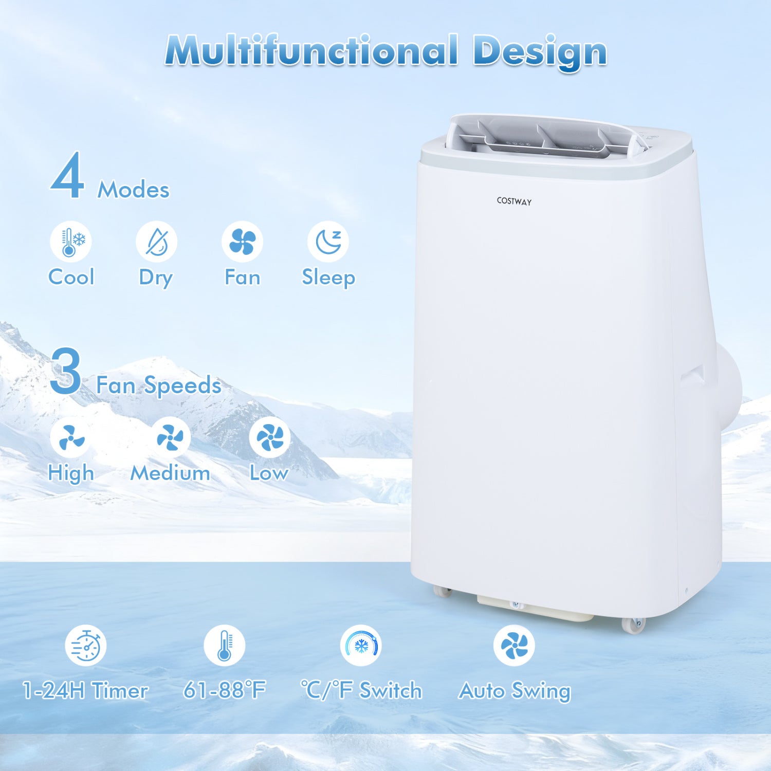 15000 BTU Portable Air Conditioner with APP Control and Fan-White