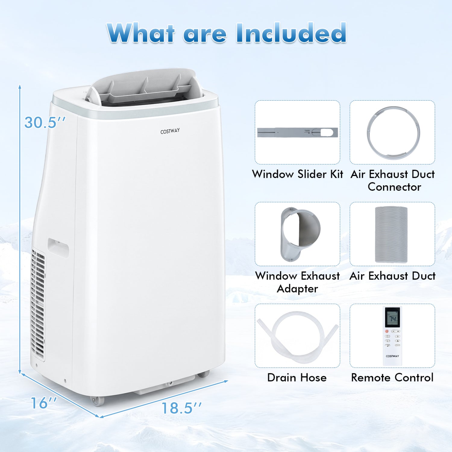 15000 BTU Portable Air Conditioner with APP Control and Fan-White