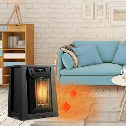 1500W 12H Timer Caster Portable Electric Space Heater - Black - Space Heaters
