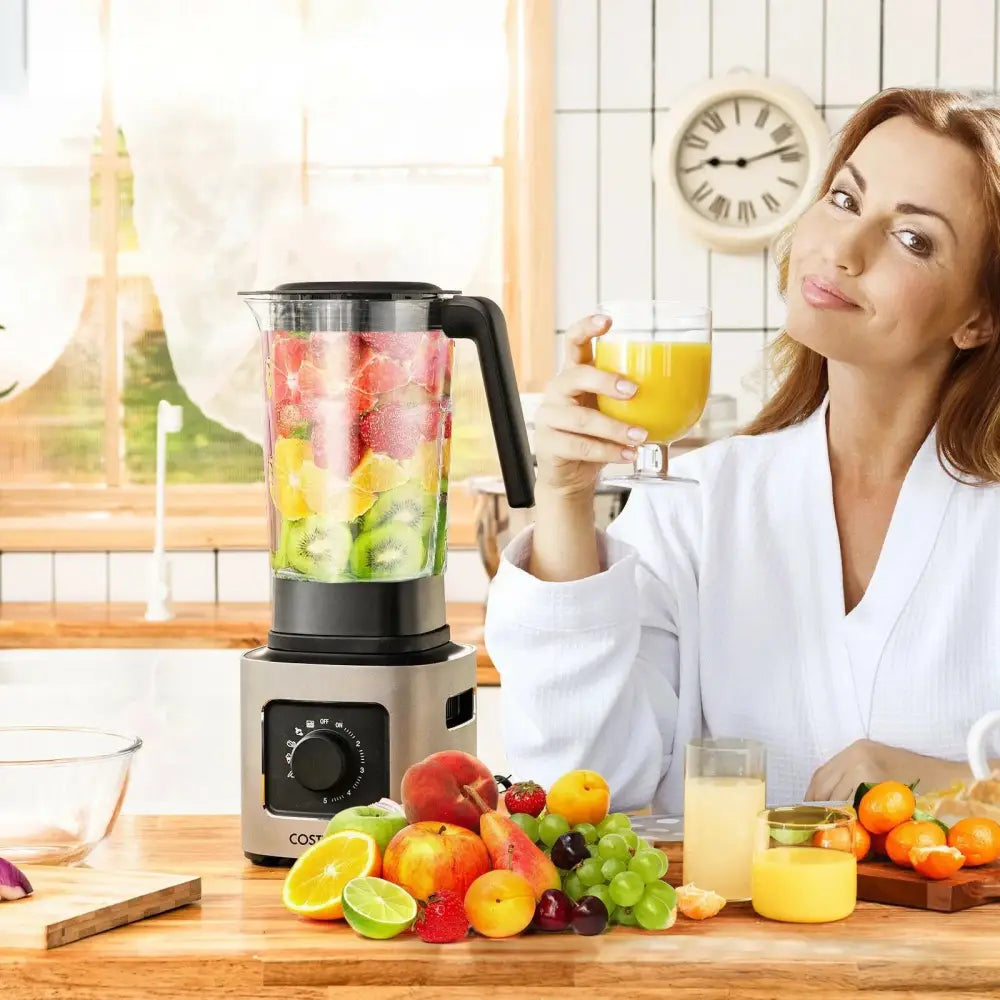 1500W 5-Speed Countertop Smoothie Blender with 5 Presets and 68oz Tritan Jar-Silver Costway