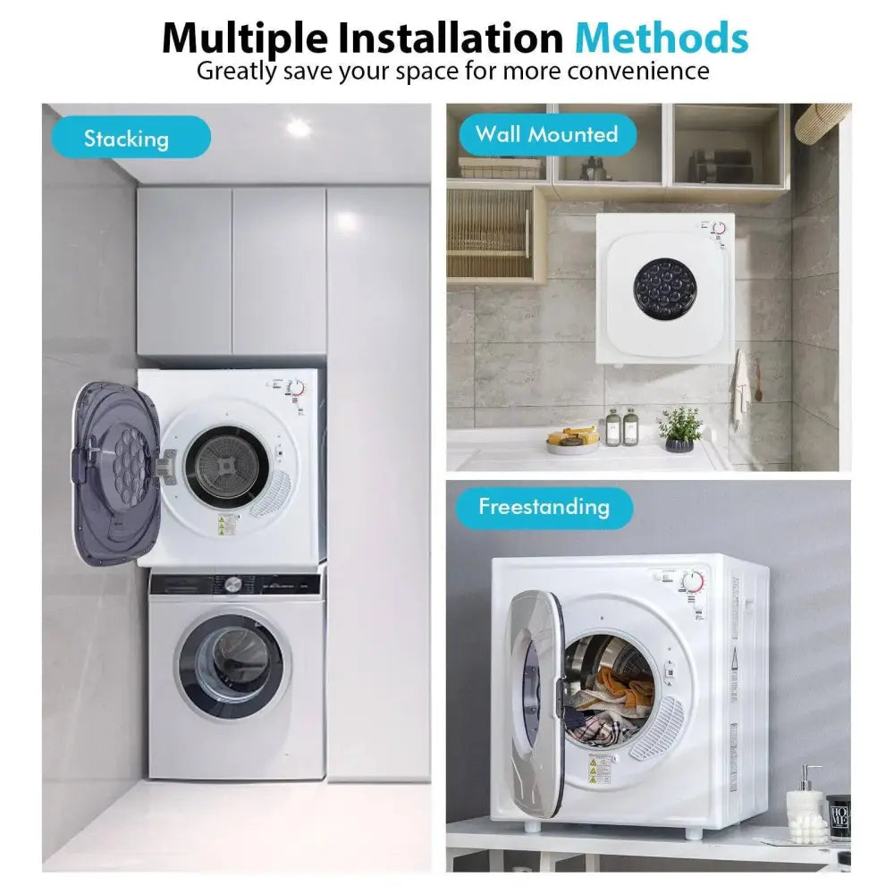 1500W Compact Laundry Dryer with Touch Panel-White Costway