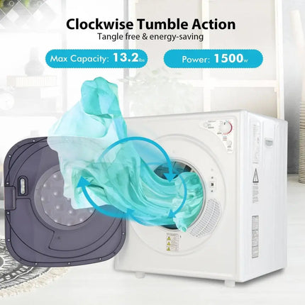 1500W Compact Laundry Dryer with Touch Panel-White Costway