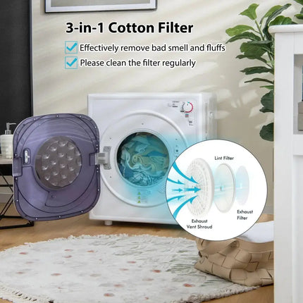 1500W Compact Laundry Dryer with Touch Panel-White Costway