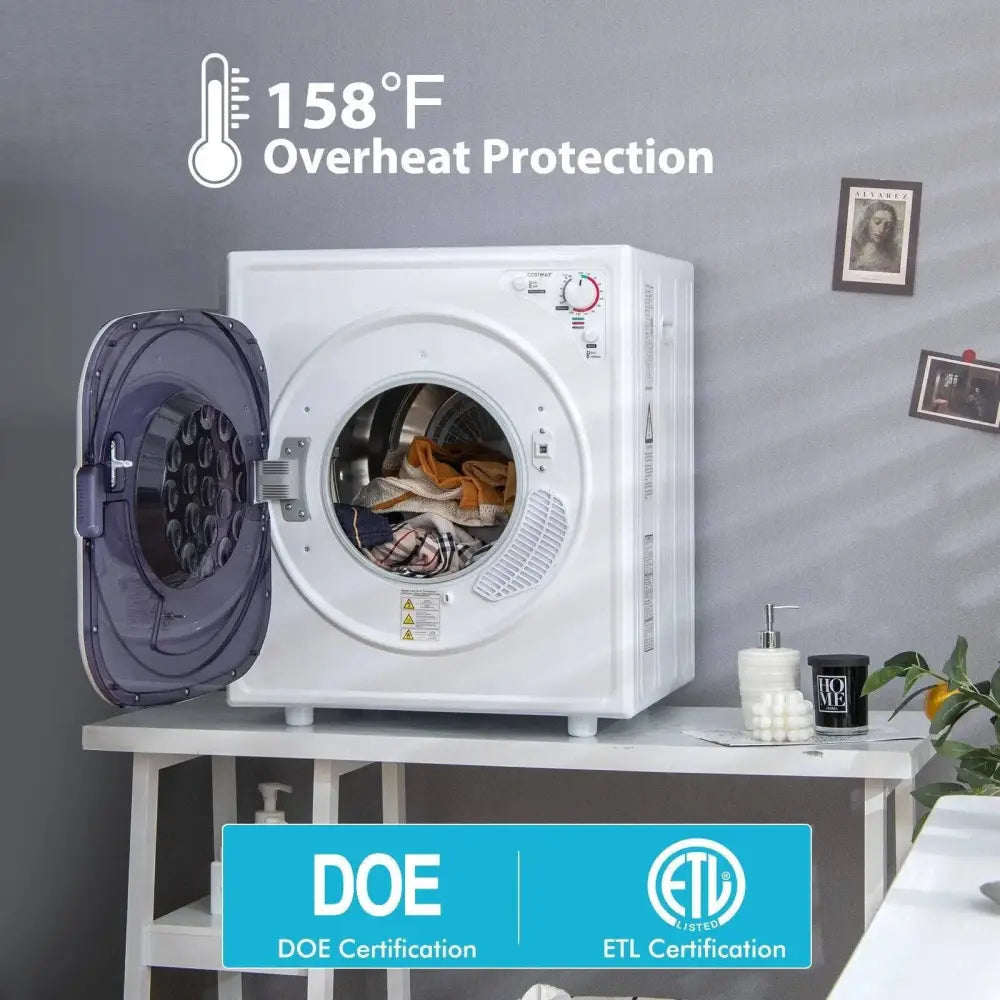 1500W Compact Laundry Dryer with Touch Panel-White Costway