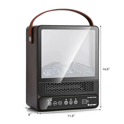 1500W Electric Fireplace Tabletop Portable Space Heater with 3D Flame Effect-Walnut Costway
