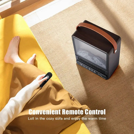 1500W Electric Fireplace Tabletop Portable Space Heater with 3D Flame Effect-Walnut Costway