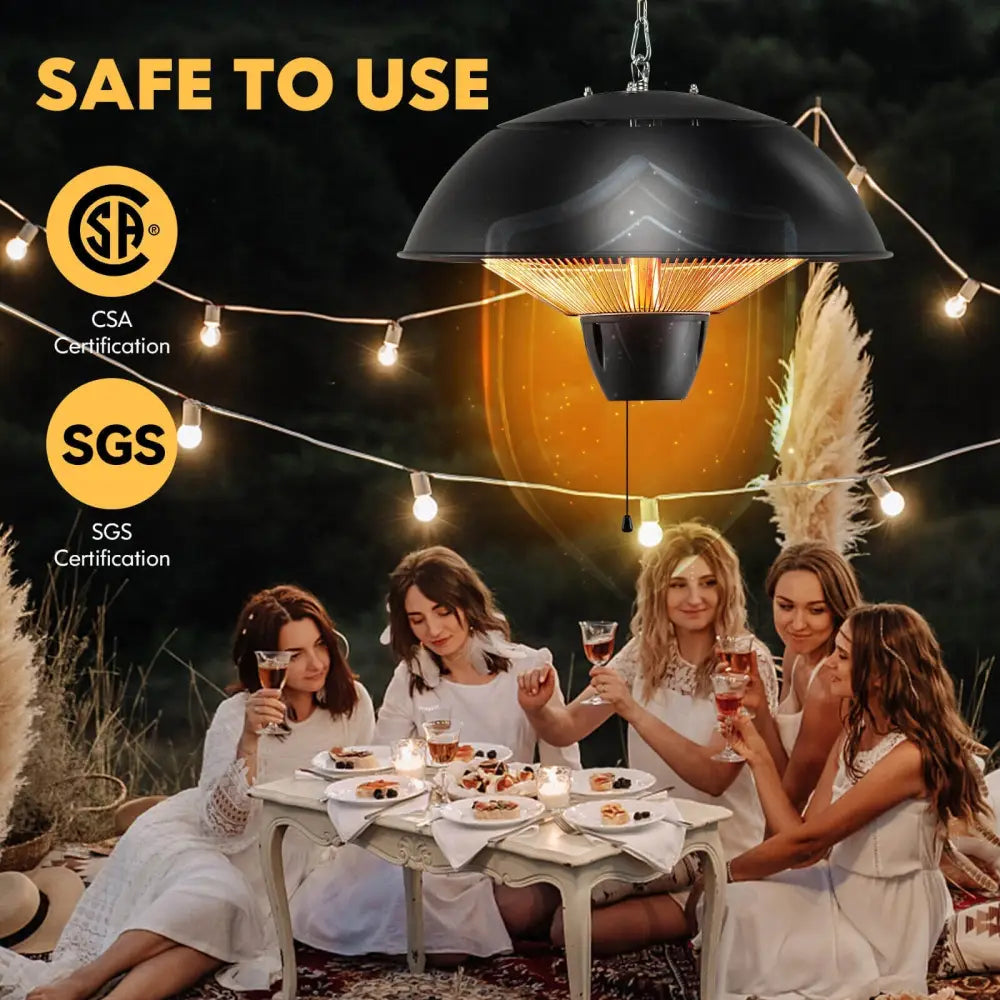 1500W Electric Patio Heater with IPX4 Waterproof - Black - Space Heaters