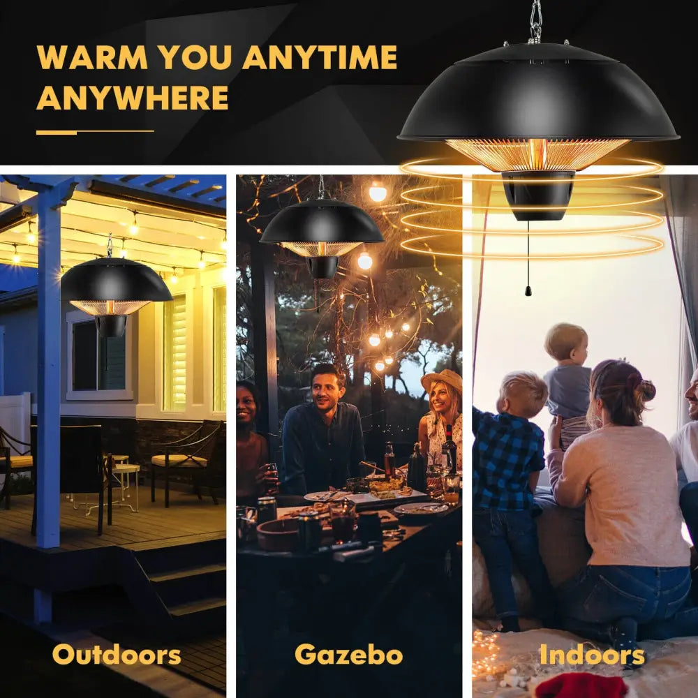 1500W Electric Patio Heater with IPX4 Waterproof - Black - Space Heaters