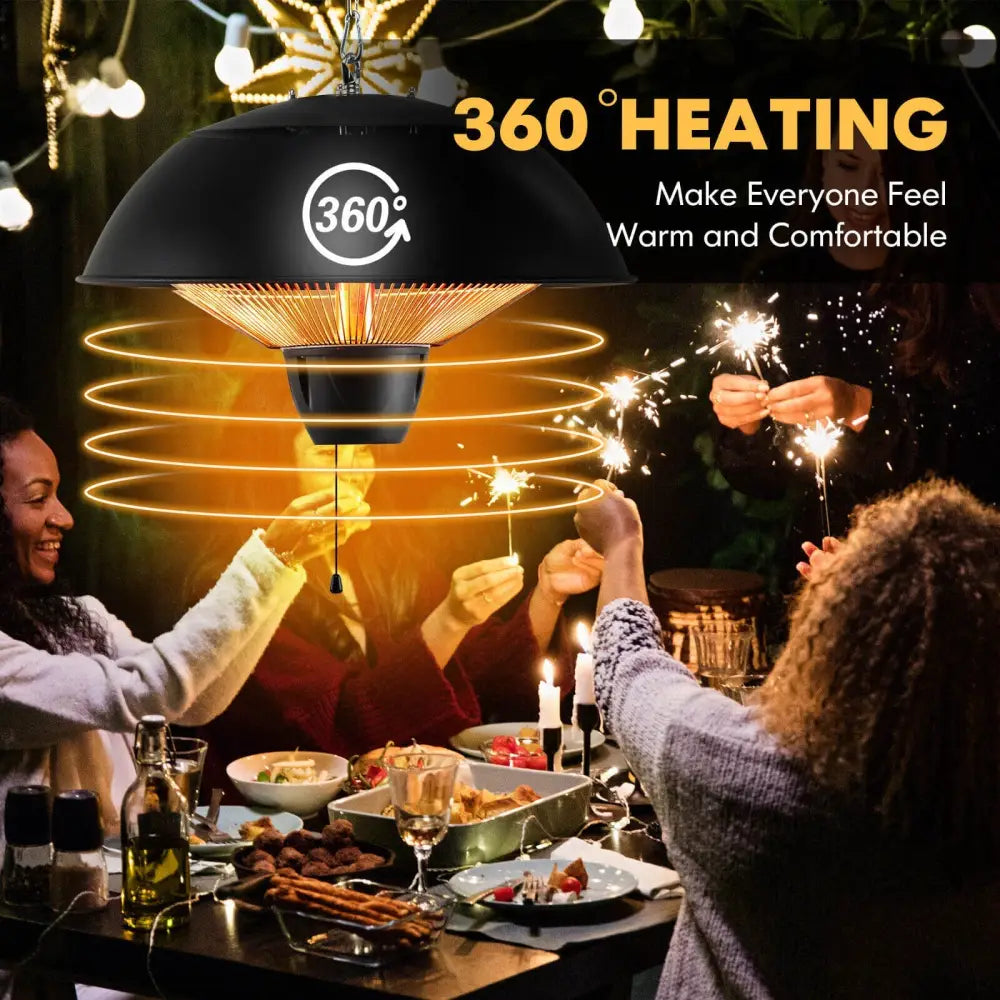 1500W Electric Patio Heater with IPX4 Waterproof - Black - Space Heaters