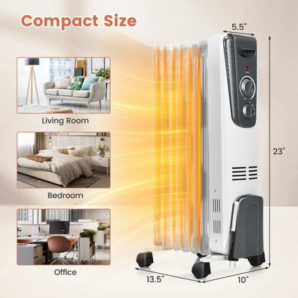 1500W Electric Space Heater with Adjustable Thermostat - Oasis Home Essentials