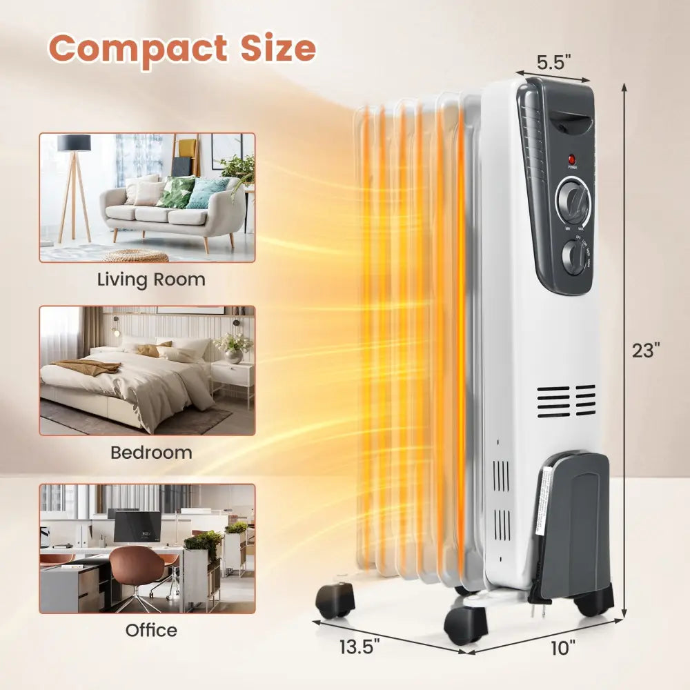 1500W Electric Space Heater with Adjustable Thermostat - Oasis Home Essentials