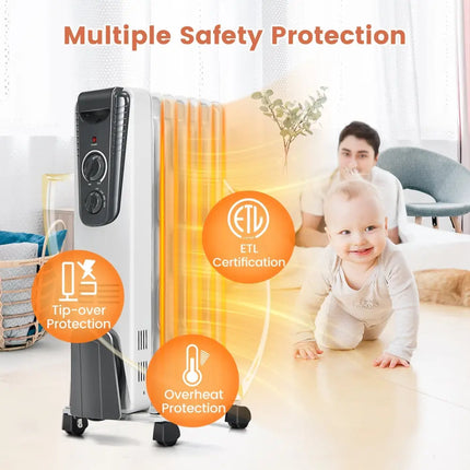 1500W Electric Space Heater with Adjustable Thermostat - Oasis Home Essentials