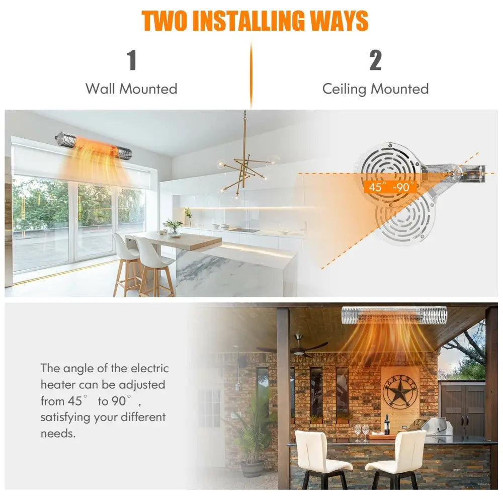 1500W Indoorand Outdoor Electric Heater with 2 Power Settings - Silver - Oasis Home Essentials